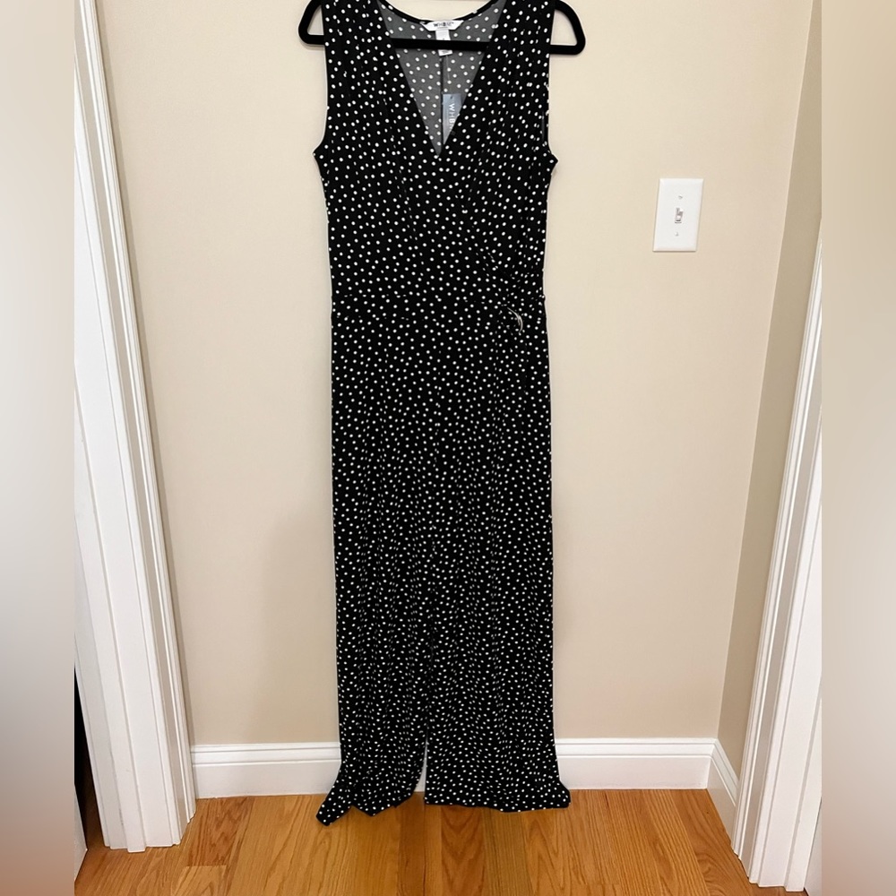 Black & White polka dotted long jumpsuit